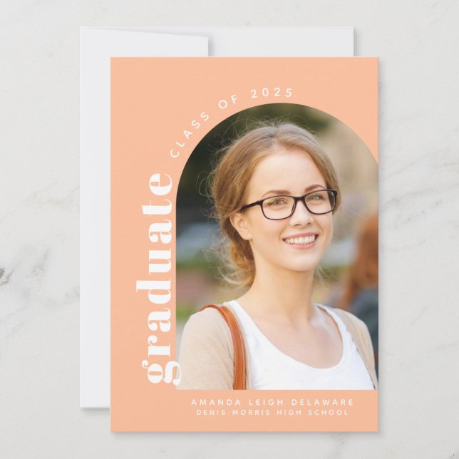 Modern Peach Arch Photo 2024 Graduation Announcement (Front)