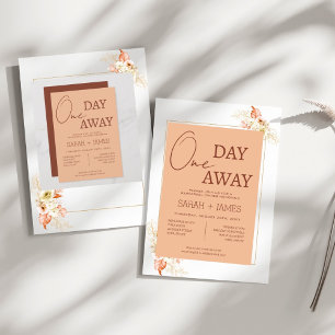 Modern Peach Beige One Day Away Rehearsal Dinner Invitation
