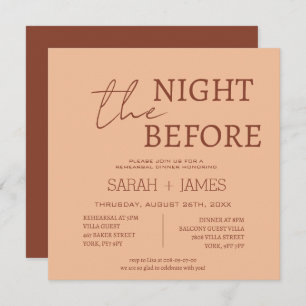 Modern Peach Beige Rehearsal Dinner Wedding Square Invitation