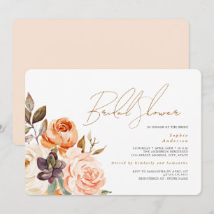 Modern Peach Blush Floral Bridal Shower Invitation
