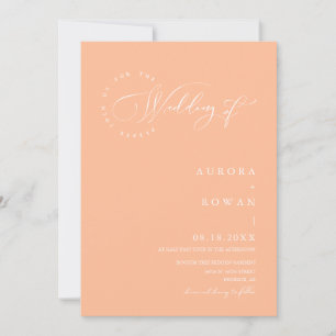 Modern Peach Boho Arch QR Code Wedding Photo Invitation