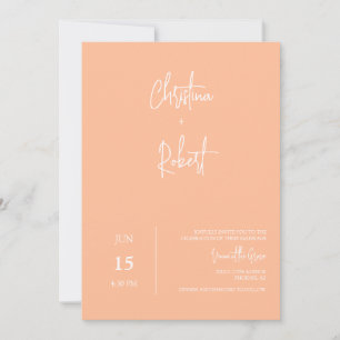 Modern Peach Boho Wedding Photo QR Code RSVP  Invitation
