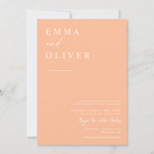Modern Peach Boho Wedding Photo QR Code RSVP Invitation
