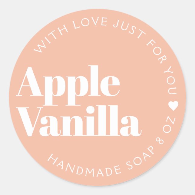 Modern Peach Bold Typography Product Label (Front)