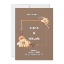 Modern Peach Brown Wedding Invitation