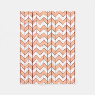 Modern Peach Burgundy Herringbone Fleece Blanket
