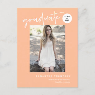 Modern Peach College High School Grad Photo Postcard