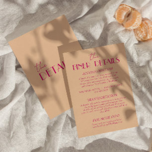 Modern Peach colourful Funky Retro Wedding Details Enclosure Card