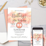 Modern Peach Coral 16th Any Birthday Invitation<br><div class="desc">This elegant and Modern Peach Coral 16th Any Birthday Invitation is perfect for any birthday party invitation! Celebrate a 21st, 30th, 40th, 50th or 60th birthday with a unique and colourful invitation that is still minimal and simple. Personalise the text to read whatever you like and include your party details...</div>