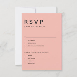 Modern Peach Editorial All Caps RSVP Card