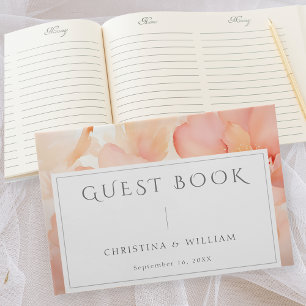 Modern Peach Floral Wedding Guest Book