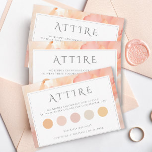 Modern Peach Flower Wedding Attire Dress Code Enclosure Card