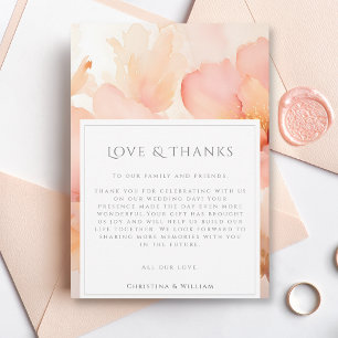 Modern Peach Flower Wedding Thank You Card