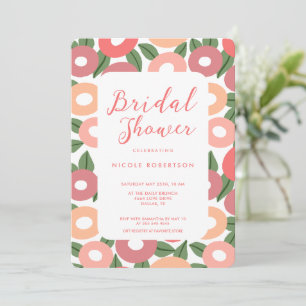 Modern Peach Flowers Bridal Shower Invitation