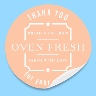 Modern Peach Fuzz Thank You Bakery Classic Round Sticker