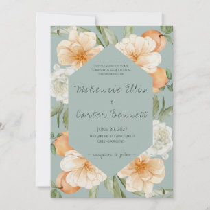 Modern Peach Garden Floral Wedding Invitation