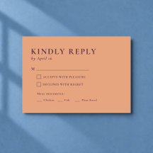 Modern Peach Garden Wedding RSVP Response Card