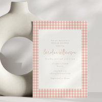 Modern Peach Gingham Check Plaid Bridal Shower