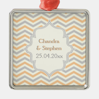 Modern peach, grey, ivory chevron pattern custom metal tree decoration