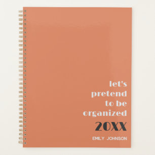 Modern Peach Orange Be Organised Personalised Planner