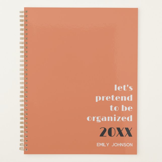 Modern Peach Orange Be Organised Personalised Planner (Front)
