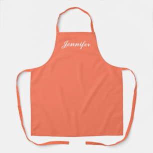 Modern Peach Orange Script Womens Personalized  Apron