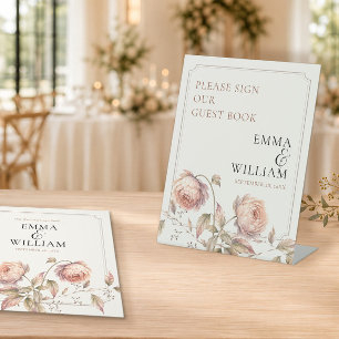 Modern Peach Peony Please Sign Our Guest Book