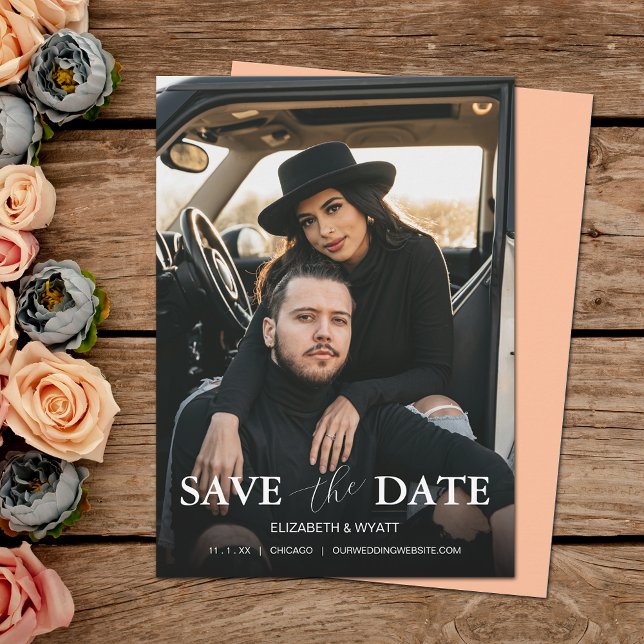 Modern Peach Photo Wedding Save The Date (Creator Uploaded)