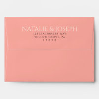 Modern Peach Pink Retro Groovy Unique Wedding