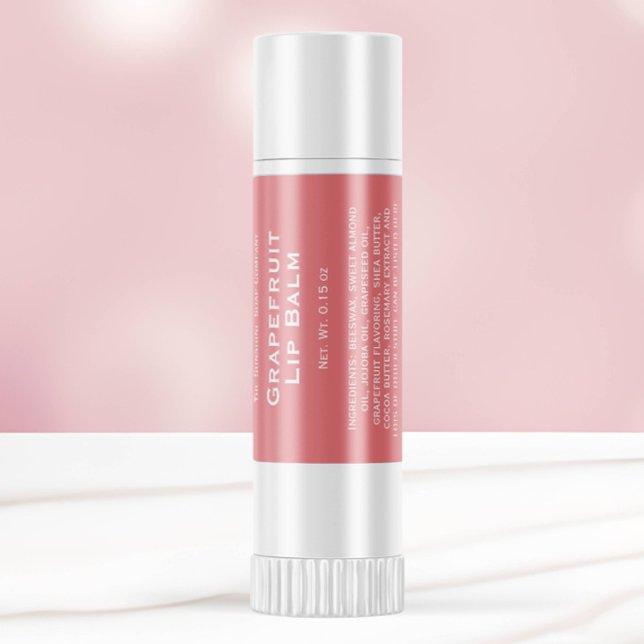 Modern peach pink w white text lip balm tube label (Creator Uploaded)