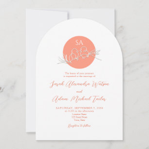 Modern Peach Pink Wedding  Invitation