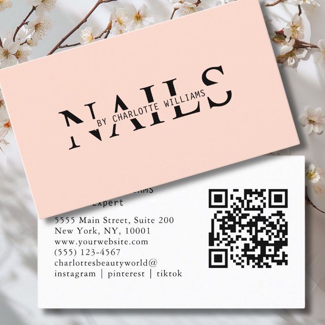 Modern, Peach, QR Code Business Card (Modern, Peach, QR Code Business Card. Perfect for Beauty, Nails, Lashes, Hair experts and more.)