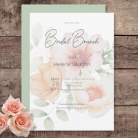 Modern Peach & Sage Green Flowers Bridal Brunch
