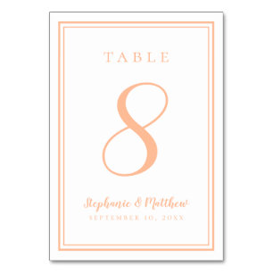 Modern Peach Simple Wedding Reception Minimalist Table Number
