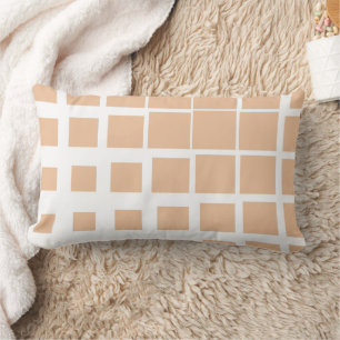 Modern Peach Terracotta Deconstructed Plaid Abstra Lumbar Cushion