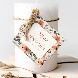 Modern Peach Wedding  Favour Tags