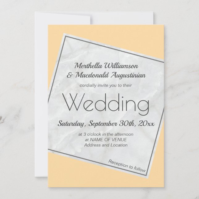 Modern Peach Yellow Wedding Invitation (Front)