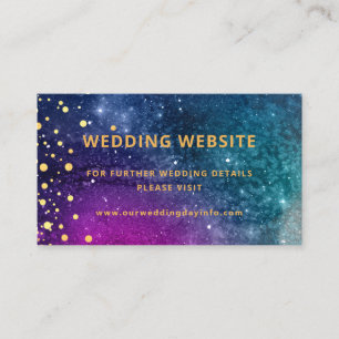 Modern Peacock Blue Gold Watercolor Wedding Info Enclosure Card