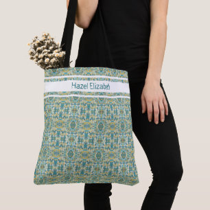Modern Peacock Blue Pattern Tote Bag