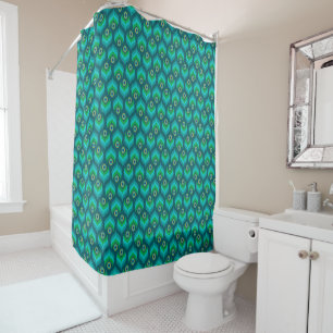 Modern Peacock Feather Design Shower Curtain