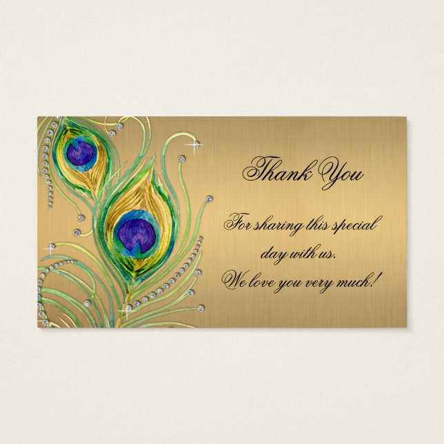 Modern Peacock Feathers Faux Jewel Scroll Swirl (Back)