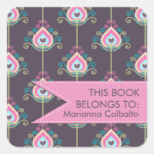 Modern Peacock Feathers Trendy and Personalised Square Sticker