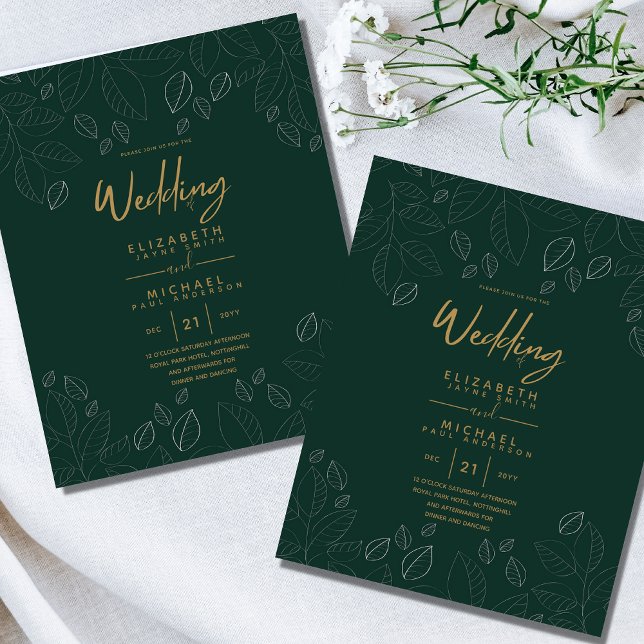 Modern Peacock Green Gold Foil Budget Wedding (Creator Uploaded)