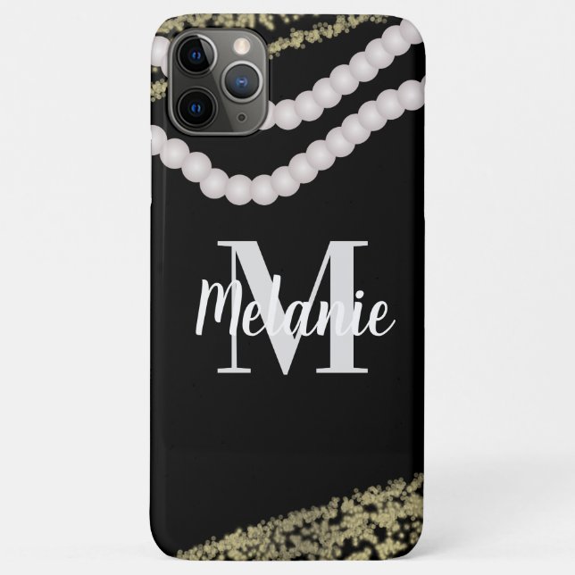 Modern Pearls and Glitter Name Case-Mate iPhone Case (Back)