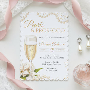 Modern Pearls & Prosecco Bridal Shower Invitation