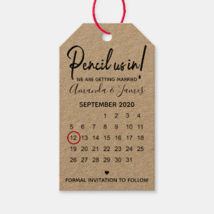 Modern Pencil Us In Calendar Save The Date Gift Tags