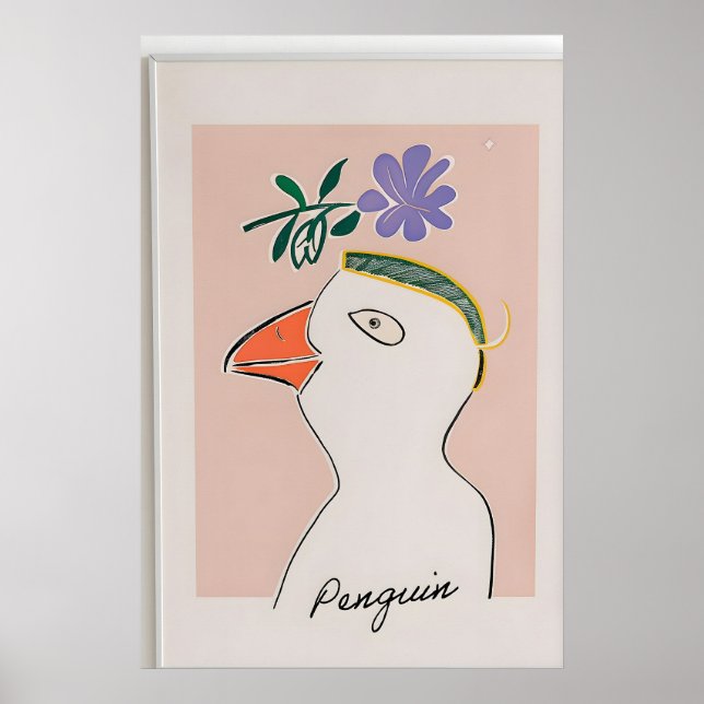 Modern Penguin Illustration Print – Nursery Wall (Front)