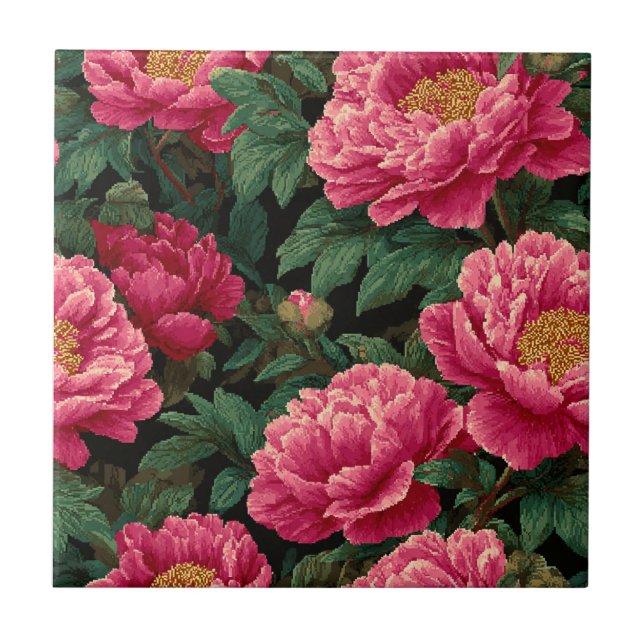 Modern Peonies Ceramic Tiles  For Cosy Interiors (Front)