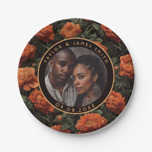 Modern Peonies Plates For Engagement Party