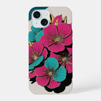 Modern peony design iPhone 15 case